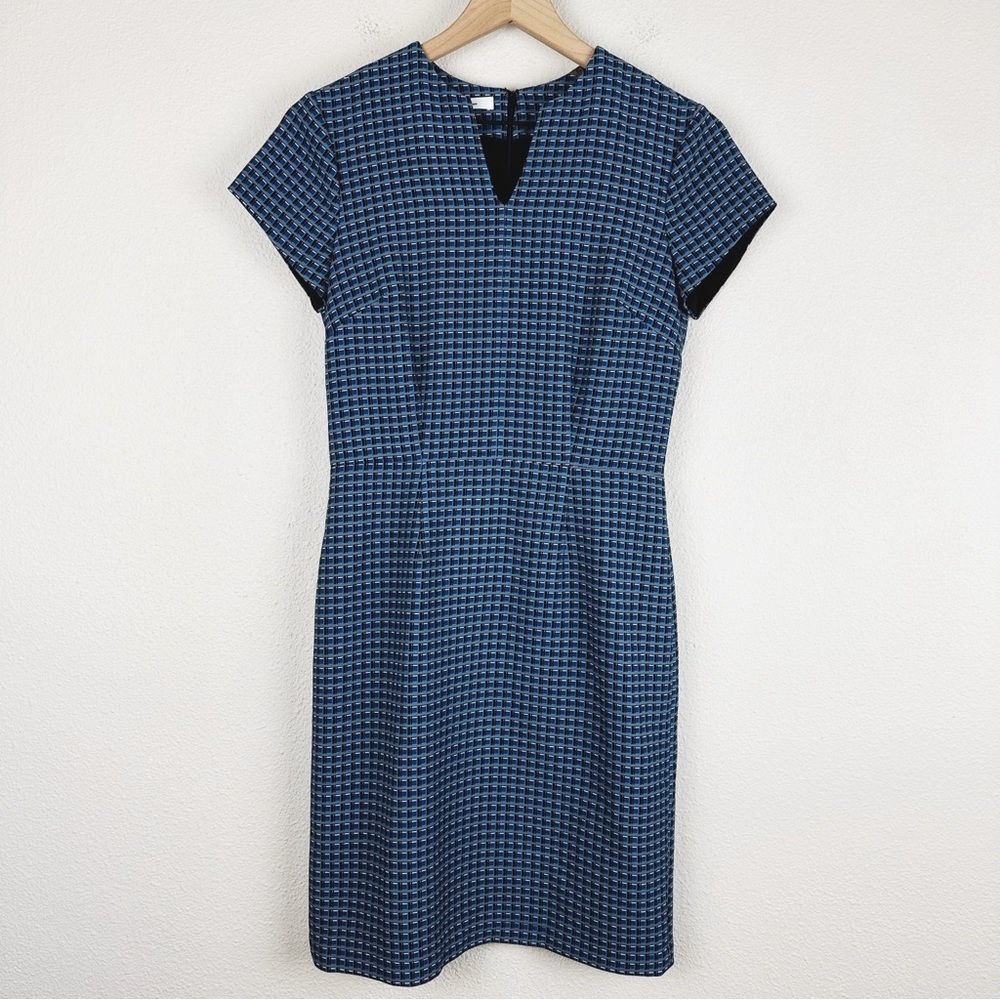 Robert Graham Diana Check Print Short Sleeve Fitted Sheath Dress